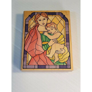 NEW Stain Glass Mother and Child Rubber Stampede Stamp 5” x 4” A1465G Unused